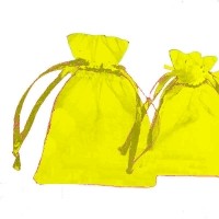 Pochettes Cadeau organza jaune 
120x90mm
X 5