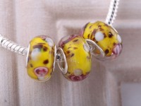 Perles Lampwork , perles de Murano et argent 
15 x 9 et trou 4.5    
X 10 Perles