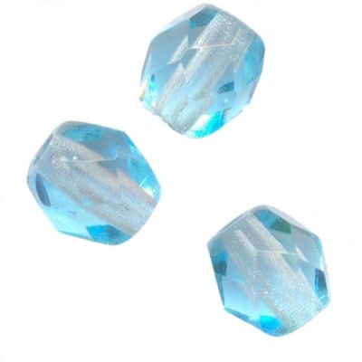 Lot de 10 perles à FACETTES 10mm en Cristal de Bohème Bleu clair 