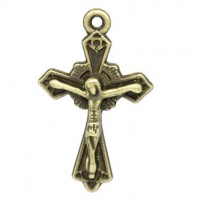 Pendentifs breloque  Jésus Croix Bronze 23x15mm 
Qte : 2