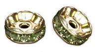 Rondelles strass 6 mm Peridot et or