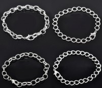4 Mixte Bracelets Fermoir Mousqueton Couleur argenté 18cm
X 4