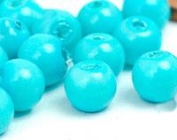 Perles nacrées  turquoise rondes 4mm
X 50