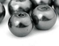 Perles Nacrées  Rondes Gris Foncé 10mm 
X 25