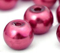 Perles Nacrées Rondes rouge 6mm 
X 25