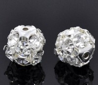  Perles de Strass Boules Argentées
 12mm
X 10