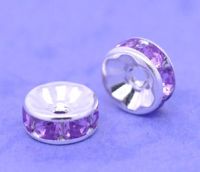 Rondelles Strass violet et argent  8mm
X 4