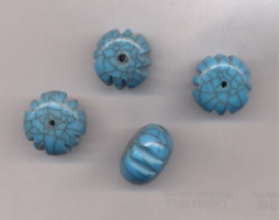  Perles  rondes aplaties striees 24 x 15  mm
bleu...taille du trou = 2 mm
X 5  