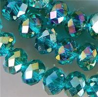  Perles  cristal ,vert emerald AB 
6x8mm, 
 X 64