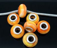 Perles Verre orange     9 X 15mm
X 10