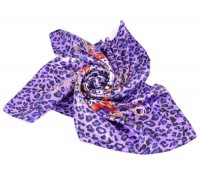 Foulard chaîne  motif leopard 
mousseline de soie  95x88cm
X 1