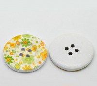 Boutons motif  fleur  4 trous ronds bouton en bois 30mm 
X 10