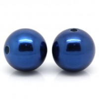 Perles intercalaires Acrylique Rondes Bleu Marine 16mm 
X 5