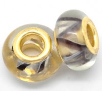 Perles Lampwork , perles de Murano  Café foncé Noyau Doré  14x8mm
X 10