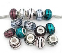 Mixte Perles Lampwork , perles de Murano Rayées
  14x10mm  trou : 4.5 mm
X 10