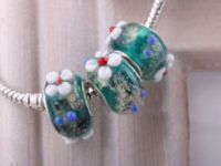 Perles Lampwork , perles de Murano et argent 
15 x 9 et trou 4.5.
X 10 Perles