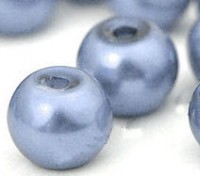  Perles Nacrées Rondes bleu 6mm 
X 25