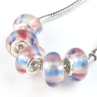  Perles Lampwork , perles de Murano et argent 
13 x 8 et trou 4.5 
X 10 