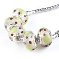 Perles Lampwork , perles de Murano et argent 
13 x 8 et trou 4.5 
X 10