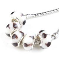  Perles Lampwork , perles de Murano et argent 
13 x 8 et trou 4.5 
X 10 