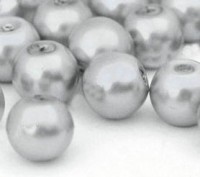  Perles Nacrées Rondes gris leger 8mm 
X 25