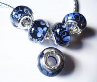 Perles Lampwork , perles de Murano et argent 925 silver
14 x 9 et trou 4.5 mm 
X 5 