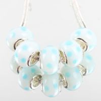  Perles Lampwork , perles de Murano et argent 
14 x 8  et trou 4.5 
X 5 