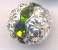  Boules rondes strass 8 mm olivine
X 10 