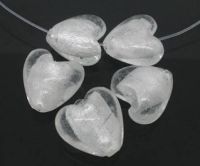 Perles Lampwork , perles de Murano Coeur Blanc 20x20mm
X 10