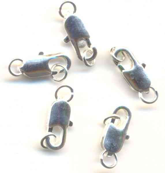 Fermoir mousqueton couleur argent, 12mm pour Collier Bracelet, avec anneaux
Qte: 5