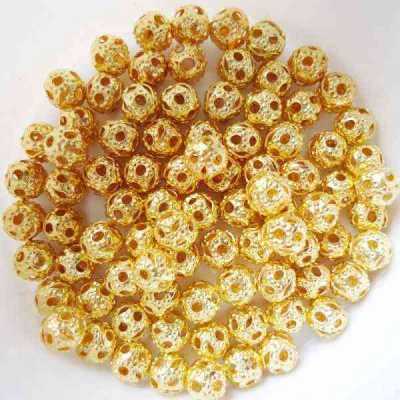  Perles boules Scintillantes or 4mm 
taille du trou = 0.8 mm
X 10  